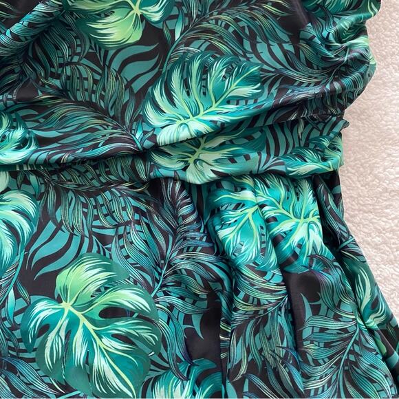 Swimsuit Cocopear 5XL NWT Green Black leaf print romper Plus Size One Piece - Picture 6 of 10
